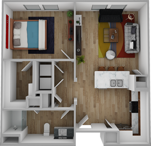 A1 - One Bedroom / One Bath - 700 Sq.Ft.*
